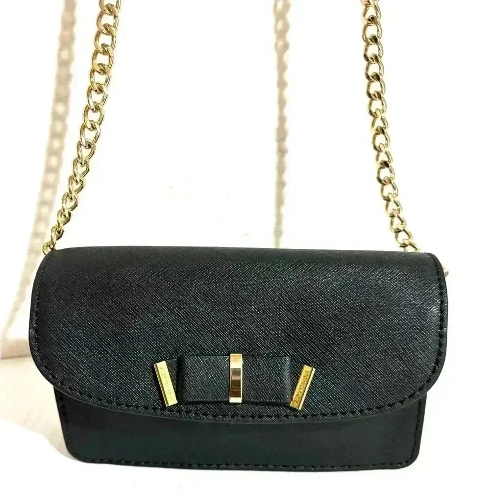 Michael kors black leather crossbody handbag